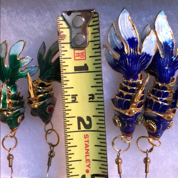 Fantail Cloisonné Fish 🐟 Earrings - Picture 7 of 8